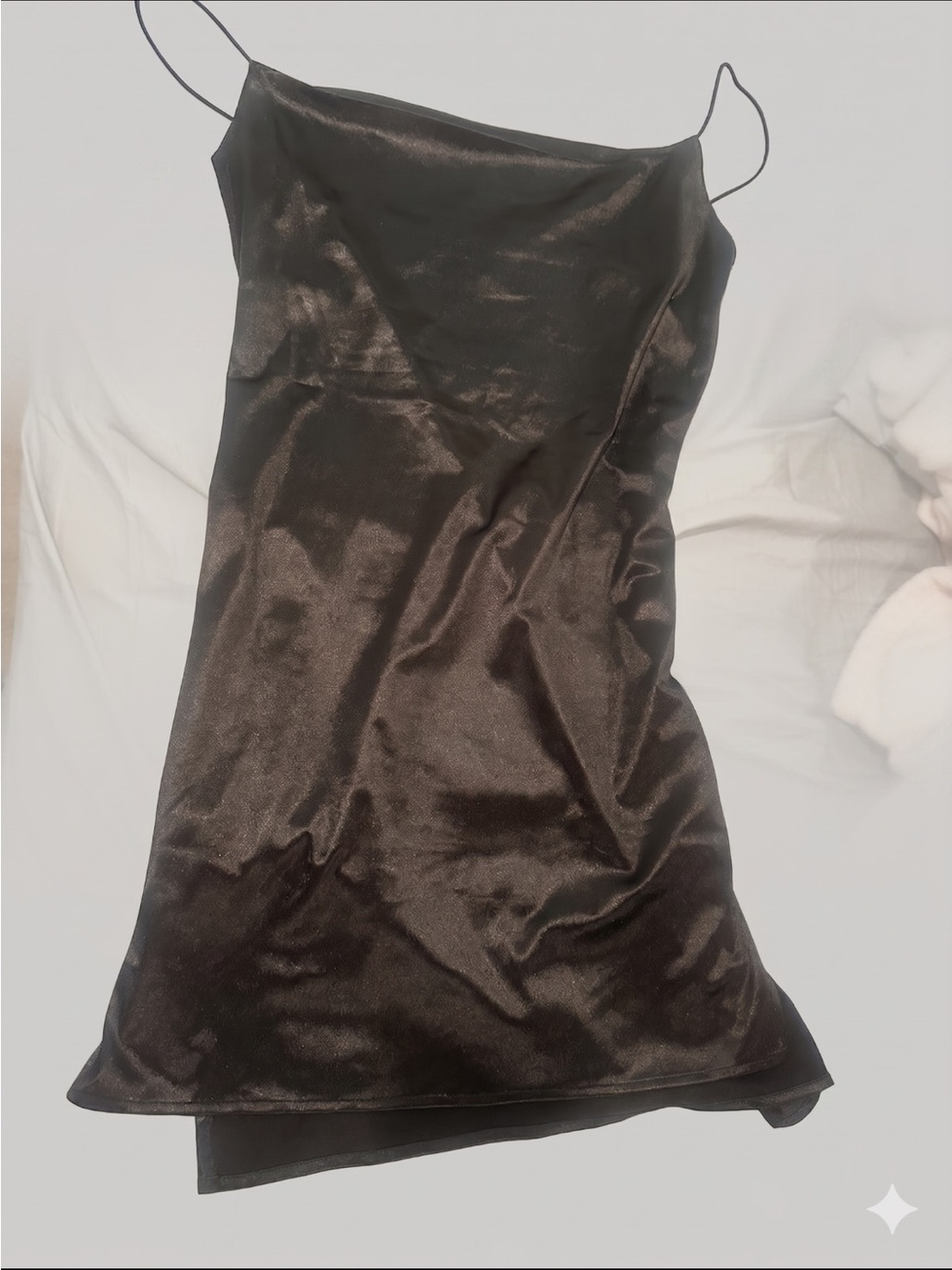 Satin Slip Dress in Shiny Black